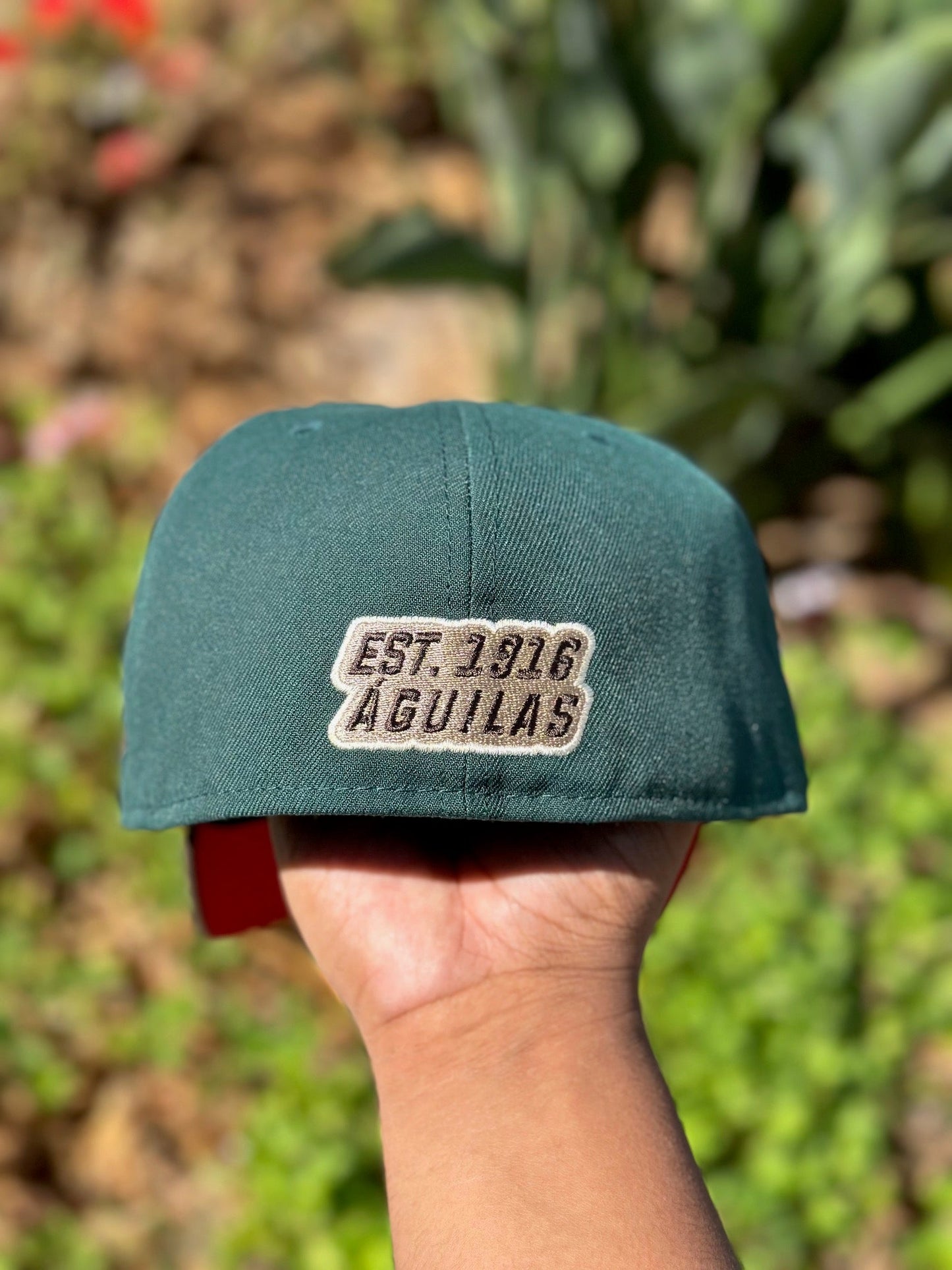 NEW ERA EXCLUSIVE 59FIFTY EMERALD GREEN/WALNUT"CLUB AMERICA" W/ MEXICO FLAG SIDE PATCH
