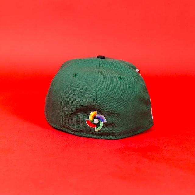 NEW ERA EXCLUSIVE 59FIFTY EMERALD GREEN/ BLACK MEXICO SCRIPT W/ MEXICO FLAG SIDE PATCH