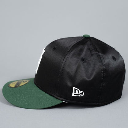NEW ERA EXCLUSIVE 59FIFTY BLACK SATIN/ GREEN UPSIDE DOWN LOS ANGELES DODGERS W/ 40TH ANNIVERSARY PATCH