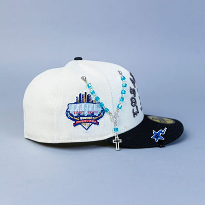 NEW ERA EXCLUSIVE 59FIFTY CHROME/ SATIN LOS ANGELES DODGERS "1958 MLB SCRIPT" W/ 40TH ANNIVERSARY SIDE PATCH
