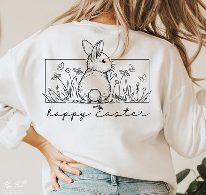 Happy Easter Floral Bunny PNG