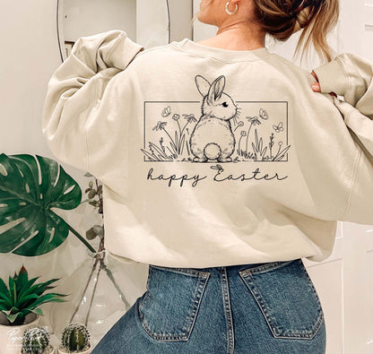 Happy Easter Floral Bunny PNG