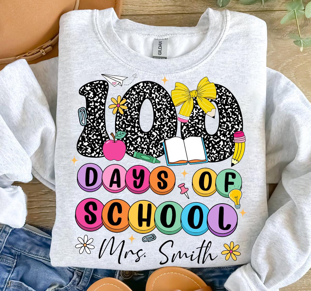Personalized Teacher 100 Days PNG