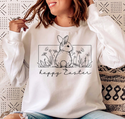 Happy Easter Floral Bunny PNG