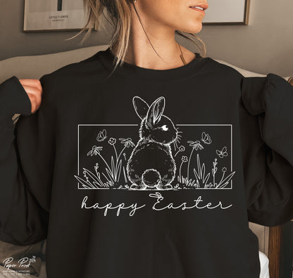 Happy Easter Floral Bunny PNG