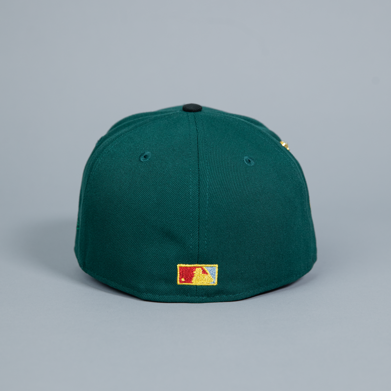 NEW ERA 59FIFTY EMERALD GREEN/ BLACK ANAHEIM ANGELS SCRIPT W/ 50TH ANNIVERSARY SIDE PATCH