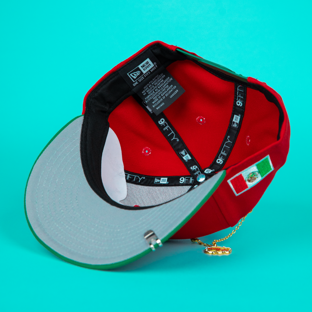 NEW ERA 9FIFTY RED/ GREEN MEXICO WBC SNAPBACK W/ MEXICO FLAG SIDE PATCH