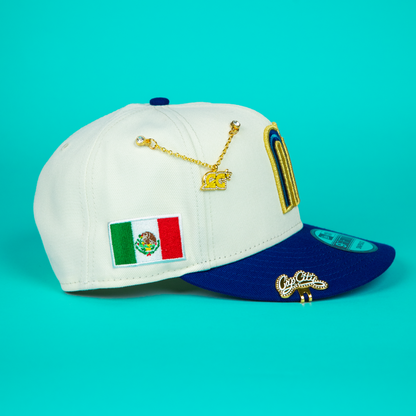 NEW ERA 9FIFTY CHROME/ BLUE MEXICO WBC SNAPBACK W/ MEXICO FLAG SIDE PATCH