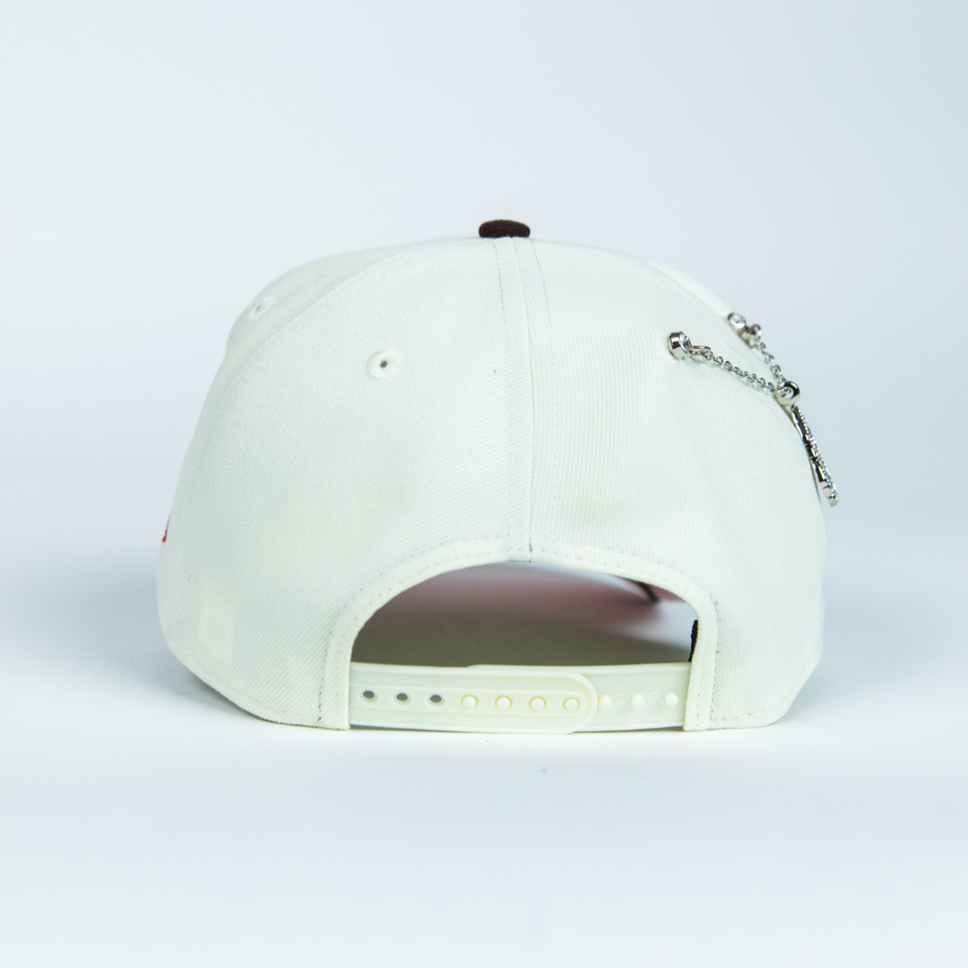 NEW ERA 9FIFTY A-FRAME CHROME/ BROWN CHICAGO WHITE SOX SNAPBACK W/ 2003 ALL STAR GAME SIDE PATCH