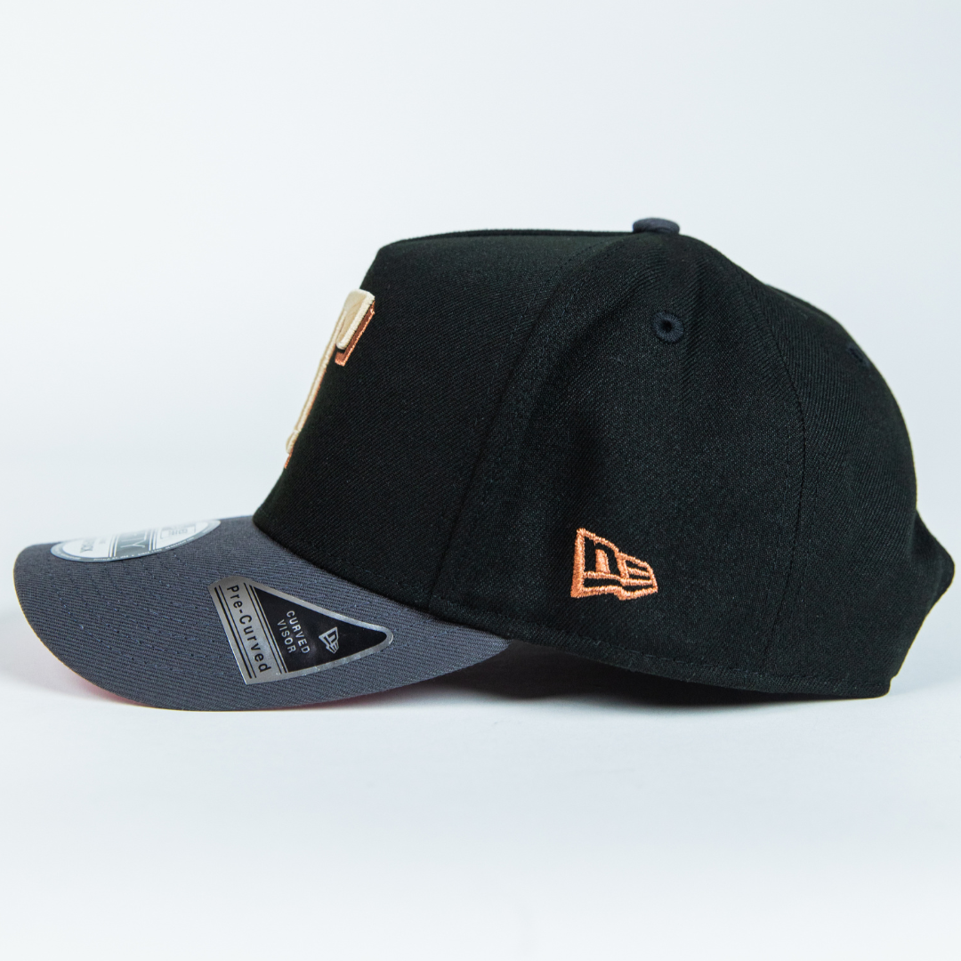 NEW ERA 9FIFTY A-FRAME BLACK/ GREY TEXAS RANGERS SNAPBACK W/ FINAL SEASON SIDE PATCH