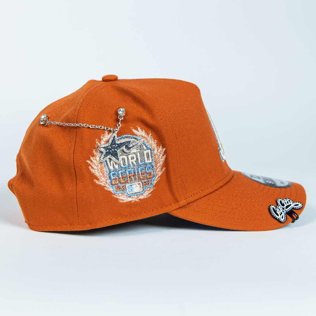 NEW ERA 9FIFTY A-FRAME RUST ATLANTA BRAVES SNAPBACK W/ WORLD SERIES SIDE PATCH