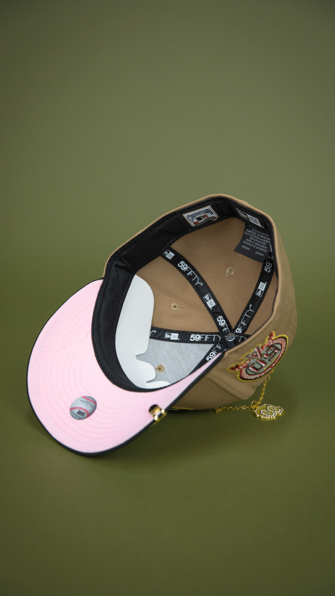 NEW ERA 59FIFTY CAMEL BROWN ANAHEIM ANGELS W/ 50TH ANNIVERSARY SIDE PATCH