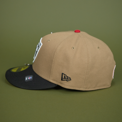 NEW ERA EXCLUSIVE 59FIFTY CAMEL BROWN LAS VEGAS RAIDERS W/ DRAFT SIDE PATCH