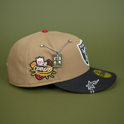 NEW ERA EXCLUSIVE 59FIFTY CAMEL BROWN LAS VEGAS RAIDERS W/ DRAFT SIDE PATCH