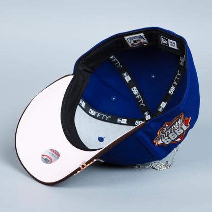 NEW ERA EXCLUSIVE 59FIFTY DARK BLUE/ BROWN ATLANTA BRAVES W/ 1999 WORLD SERIES SIDE PATCH