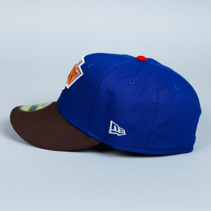 NEW ERA EXCLUSIVE 59FIFTY DARK BLUE/ BROWN LOS ANGELES KINGS W/ STAPLES CENTER SIDE PATCH