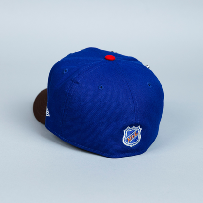 NEW ERA EXCLUSIVE 59FIFTY DARK BLUE/ BROWN LOS ANGELES KINGS W/ STAPLES CENTER SIDE PATCH