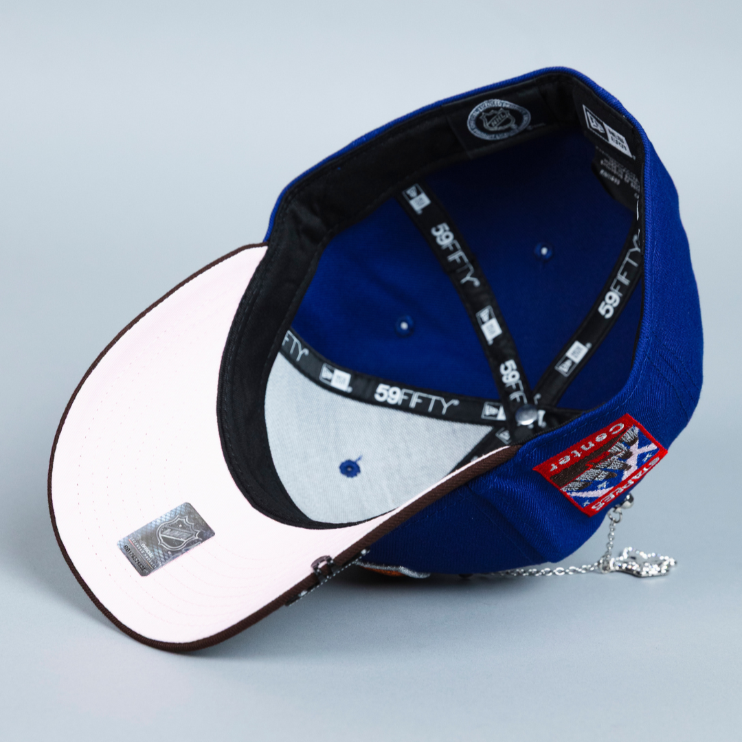 NEW ERA EXCLUSIVE 59FIFTY DARK BLUE/ BROWN LOS ANGELES KINGS W/ STAPLES CENTER SIDE PATCH