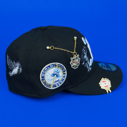 NEW ERA EXCLUSIVE 59FIFTY BLACK NEW YORK YANKEES "HEAVENLY CITY" W/ 1949 WORLD SERIES SIDE PATCH *FREE BLIP INCLUDED