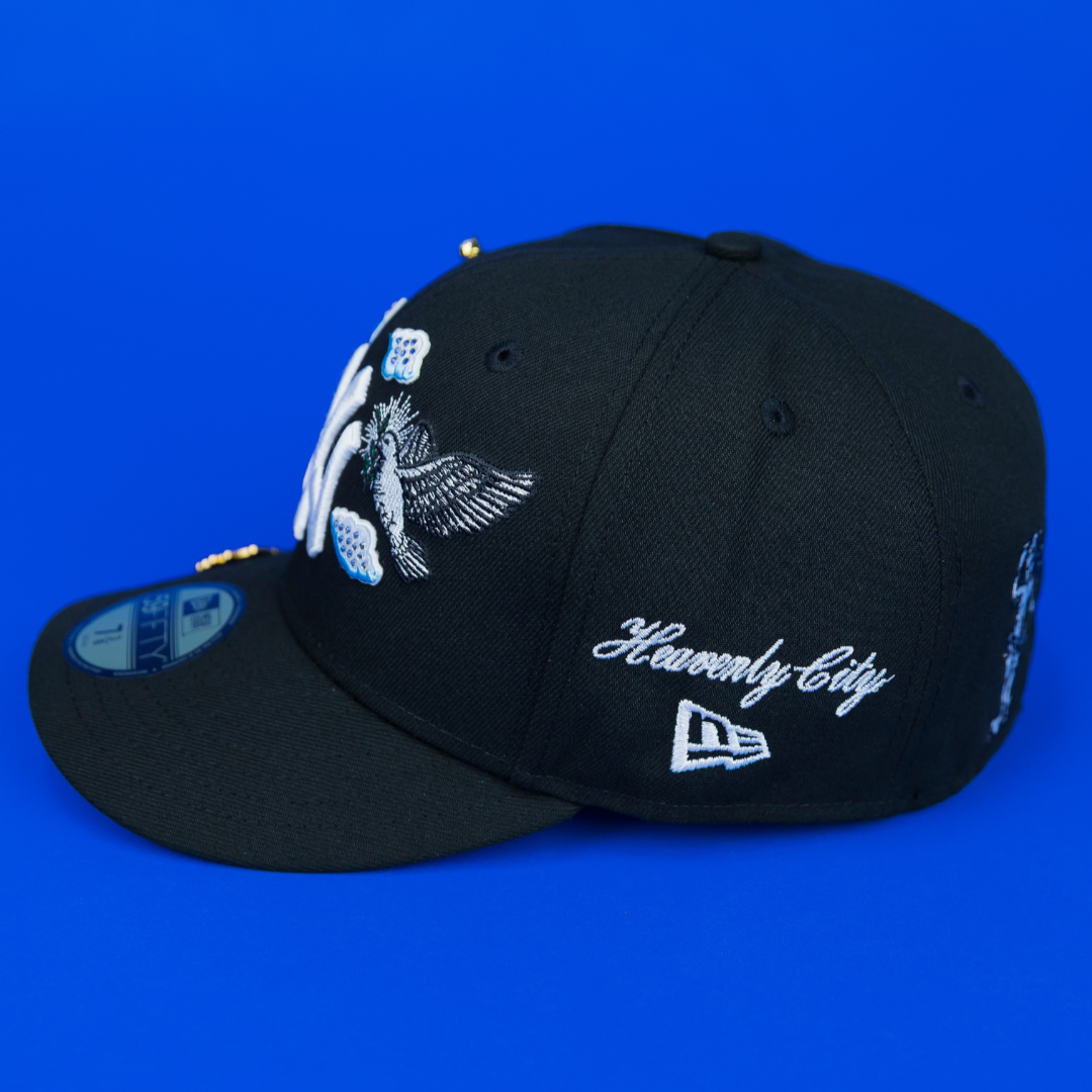 NEW ERA EXCLUSIVE 59FIFTY BLACK NEW YORK YANKEES "HEAVENLY CITY" W/ 1949 WORLD SERIES SIDE PATCH *FREE BLIP INCLUDED
