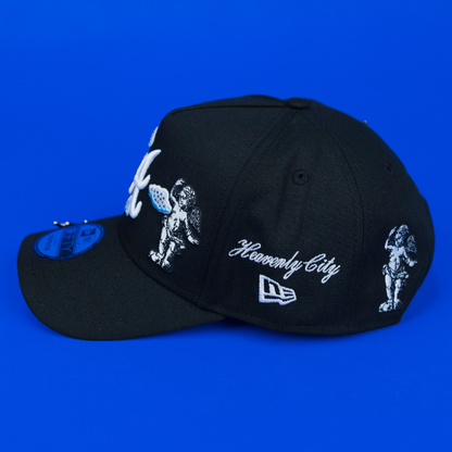NEW ERA EXCLUSIVE 9FIFTY A-FRAME BLACK ATLANTA BRAVES "HEAVENLY CITY" W/ INAUGURAL SEASON SIDE PATCH *FREE BLIP INCLUDED