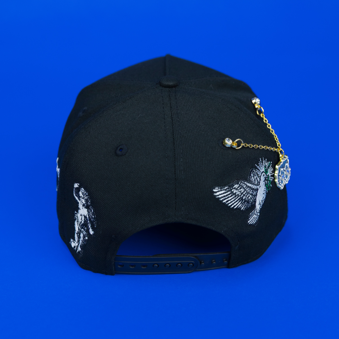 NEW ERA EXCLUSIVE 9FIFTY A-FRAME BLACK OAKLAND ATHLETICS "HEAVENLY CITY" W/ BATTLE OF THE BAY SIDE PATCH *FREE BLIP INCLUDED