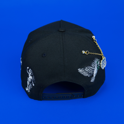NEW ERA EXCLUSIVE 9FIFTY A-FRAME BLACK OAKLAND ATHLETICS "HEAVENLY CITY" W/ BATTLE OF THE BAY SIDE PATCH *FREE BLIP INCLUDED