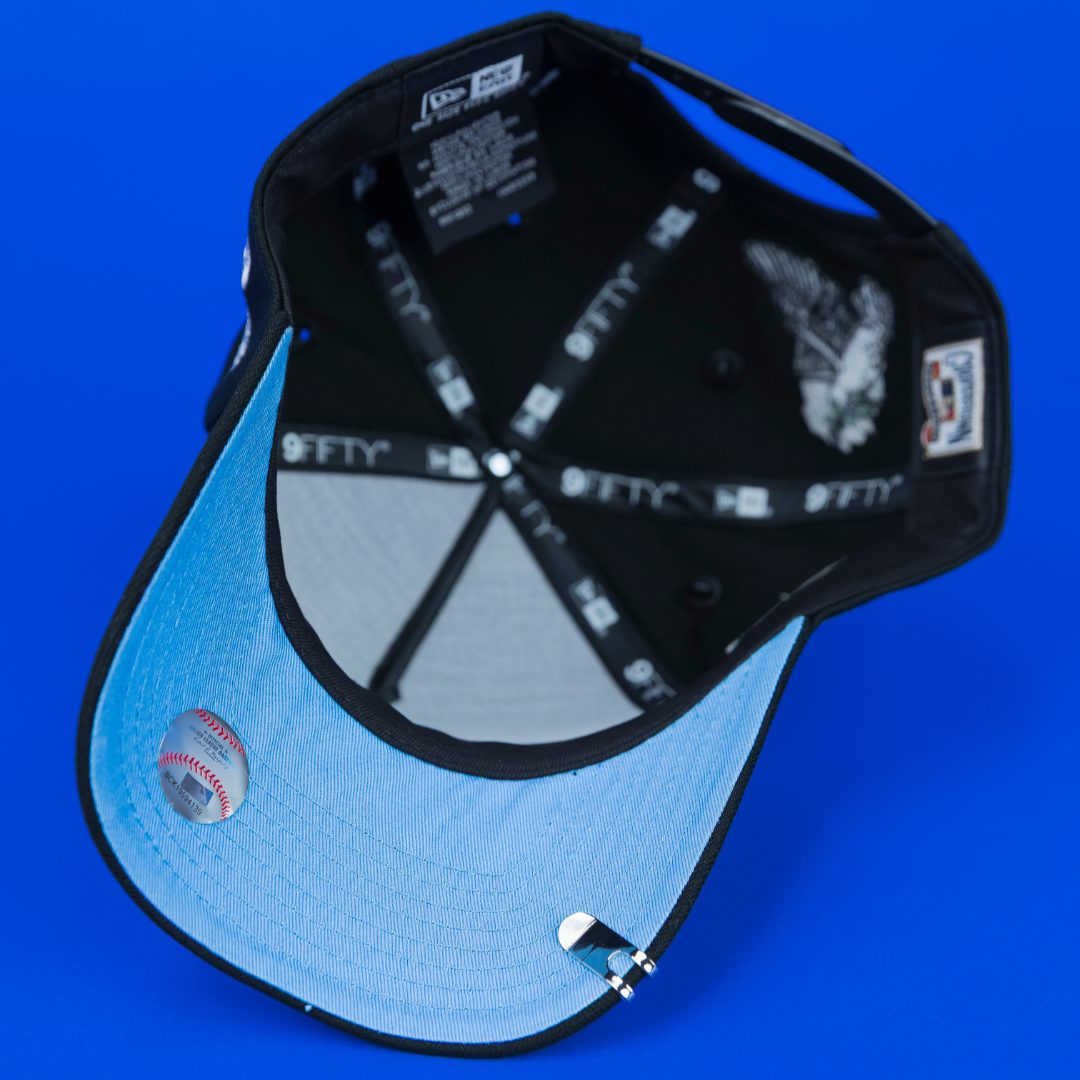 NEW ERA EXCLUSIVE 9FIFTY A-FRAME BLACK NEW YORK YANKEES "HEAVENLY CITY" W/ 1949 WORLD SERIES SIDE PATCH *FREE BLIP INCLUDED