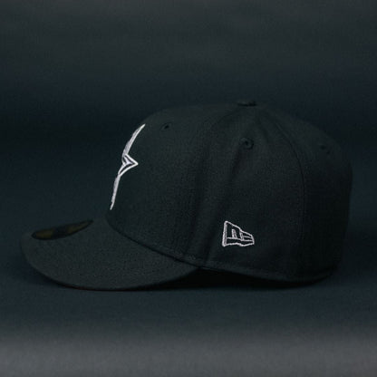 NEW ERA EXCLUSIVE 59FIFTY BLACK HOUSTON ASTROS W/ ASTRODOME SIDE PATCH
