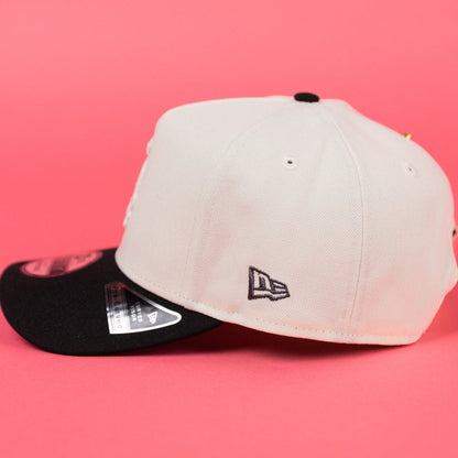 NEW ERA 9FIFTY A-FRAME CHROME/ BLACK CHICAGO WHITE SOX SNAPBACK W/ 100TH ANNIVERSARY SIDE PATCH