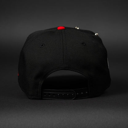 NEW ERA EXCLUSIVE 9FIFTY BLACK/ RED ANAHEIM ANGELS SNAPBACK W/ 50TH ANNIVERSARY SIDE PATCH