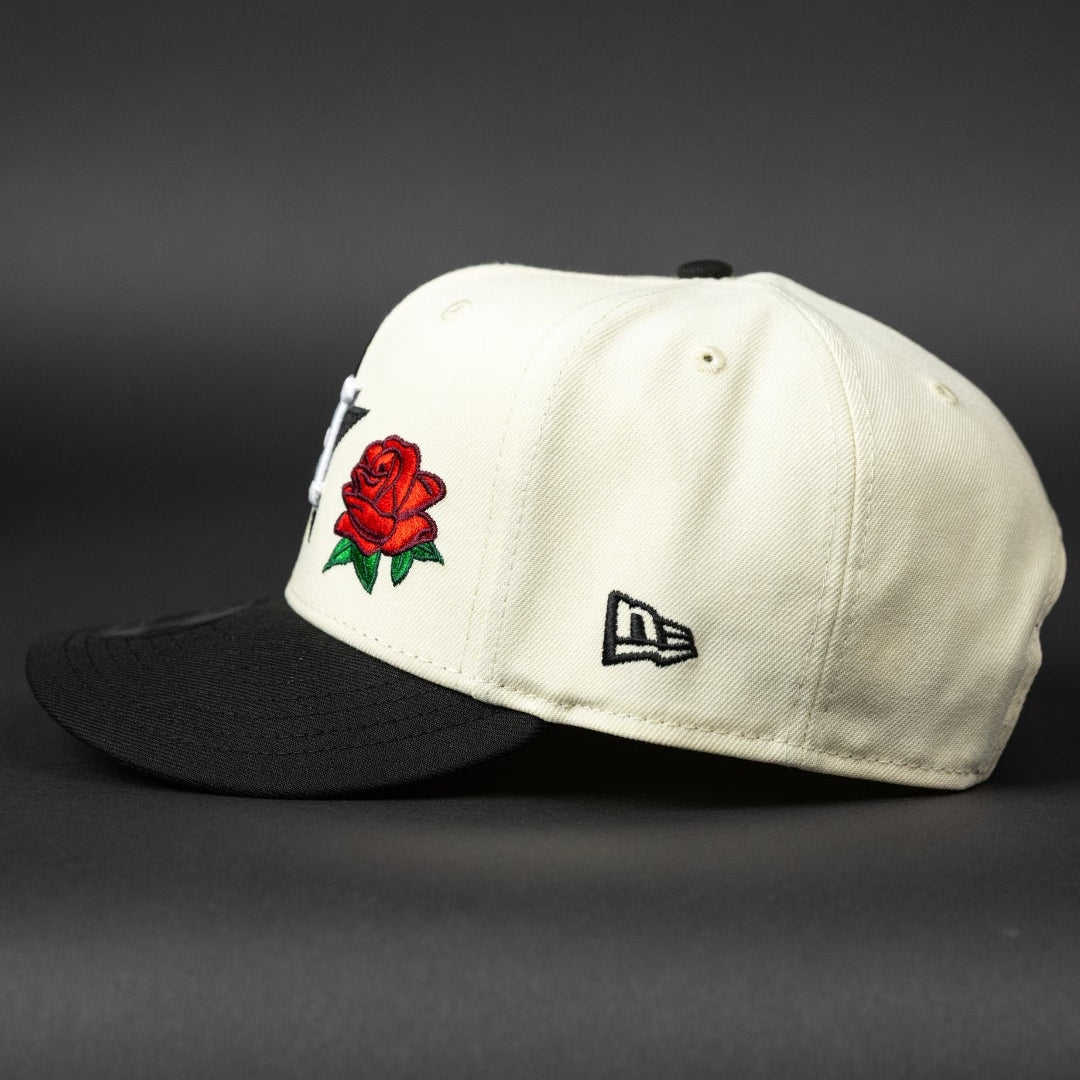 NEW ERA EXCLUSIVE 9FIFTY CHROME/ BLACK HOUSTON ASTROS SNAPBACK W/ RED ROSE + 35TH ANNIVERSARY SIDE PATCH