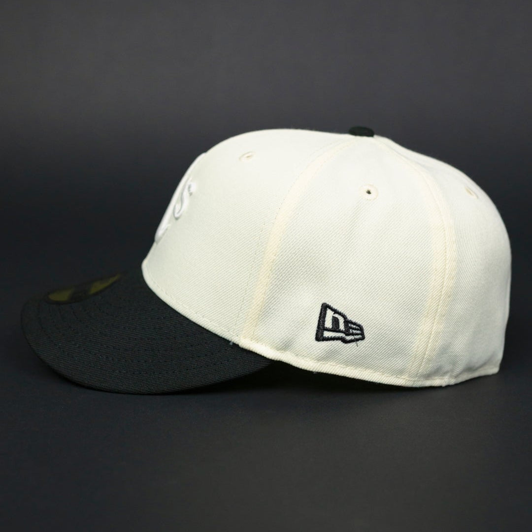 NEW ERA EXCLUSIVE 59FIFTY CHROME/ BLACK OAKLAND ATHLETICS W/ RICKEY HENDERSON SIDE PATCH