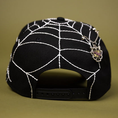NEW ERA EXCLUSIVE 9FIFTY A-FRAME BLACK LOS ANGELES DODGERS SNAPBACK W/ SPIDER WEB + 2024 WORLD SERIES SIDE PATCH