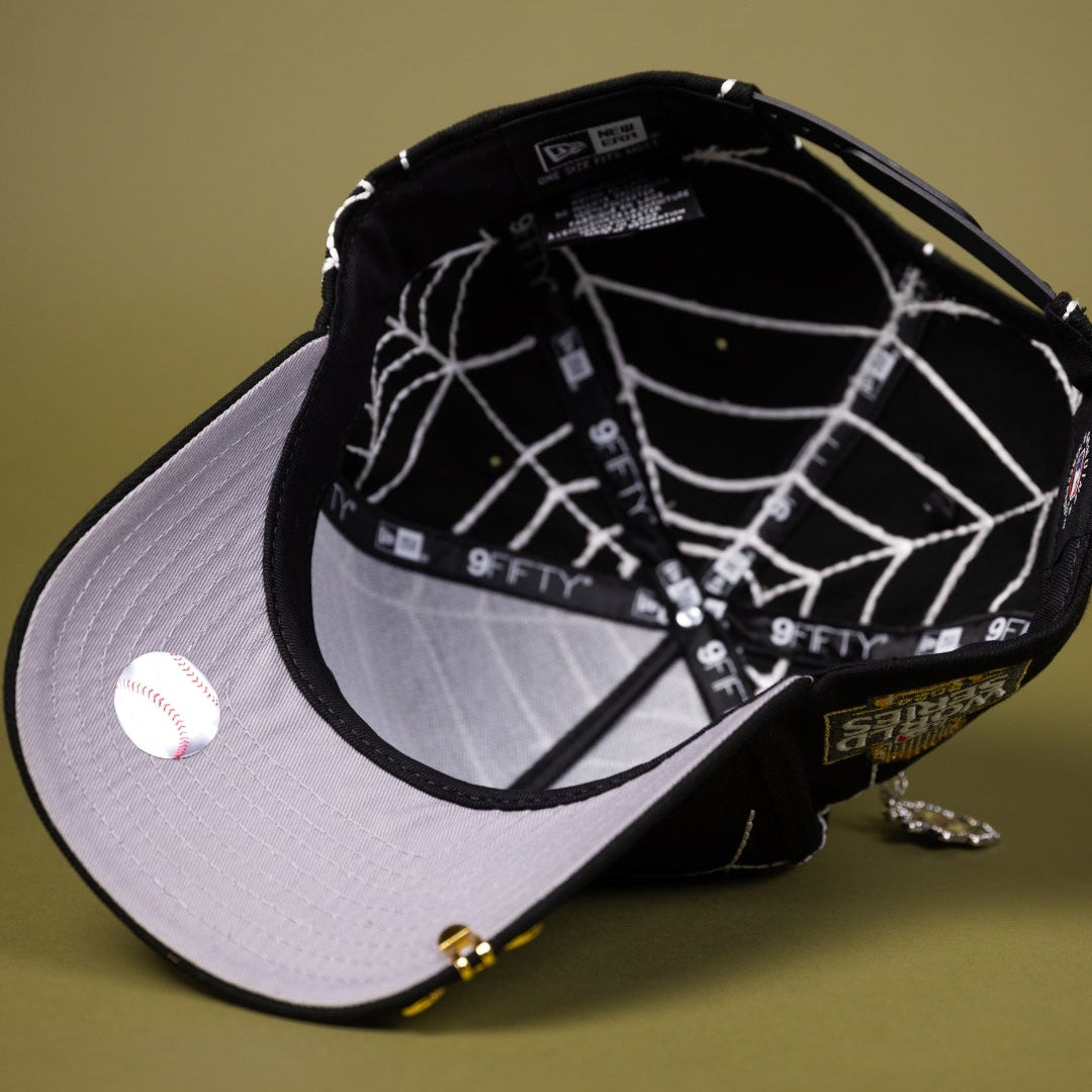 NEW ERA EXCLUSIVE 9FIFTY A-FRAME BLACK LOS ANGELES DODGERS SNAPBACK W/ SPIDER WEB + 2024 WORLD SERIES SIDE PATCH