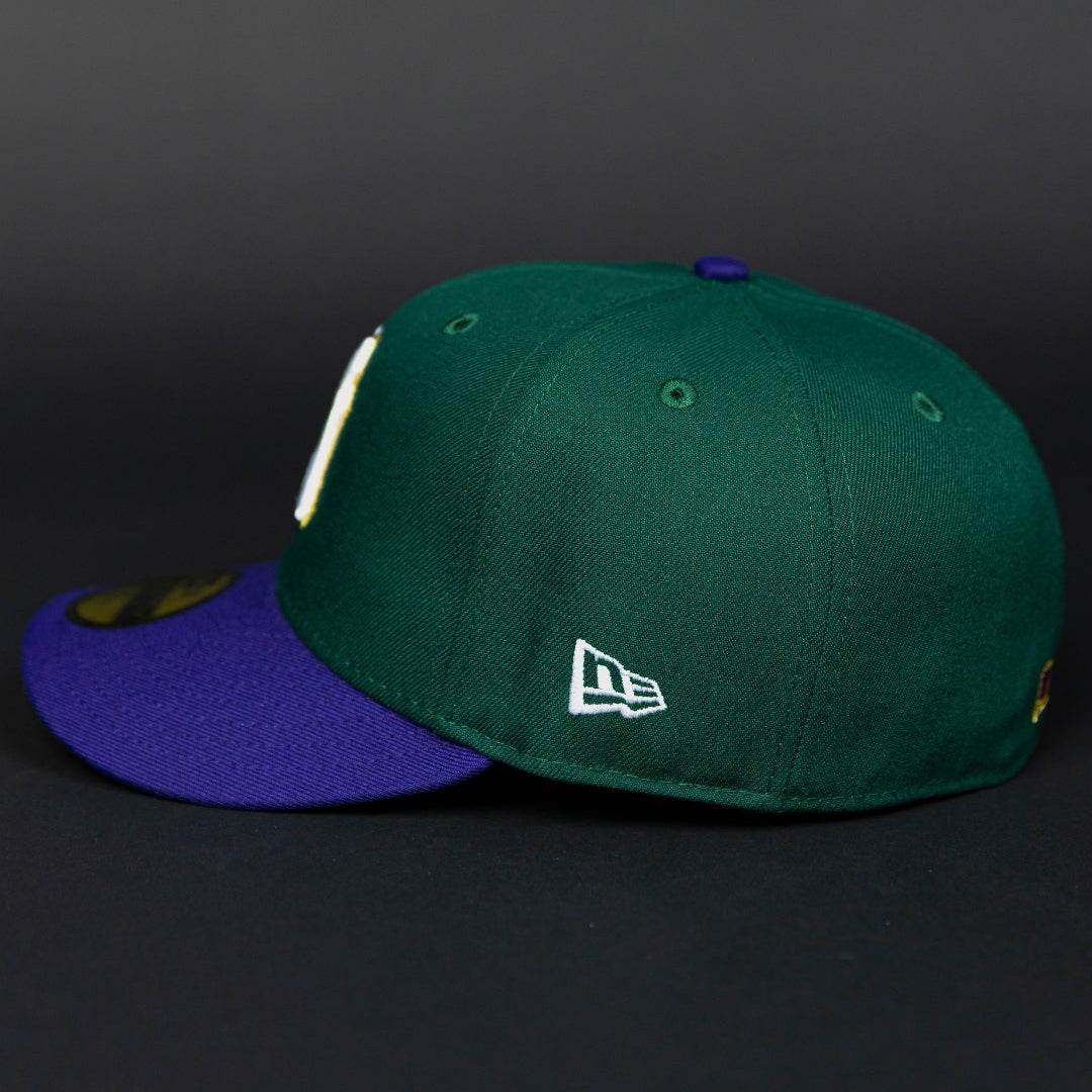 NEW ERA EXCLUSIVE 59FIFTY FOREST GREEN/ PURPLE NEW YORK YANKEES W/ 1999 WORLD SERIES SIDE PATCH