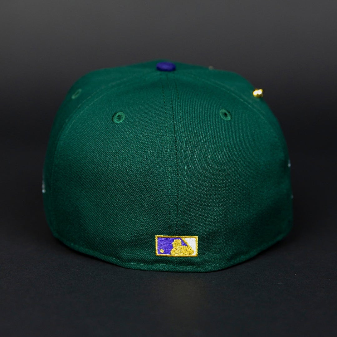 NEW ERA EXCLUSIVE 59FIFTY FOREST GREEN/ PURPLE NEW YORK YANKEES W/ 1999 WORLD SERIES SIDE PATCH