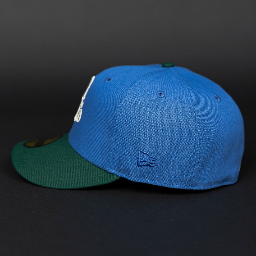 NEW ERA EXCLUSIVE 59FIFTY SKY BLUE/ PINE GREEN BALTIMORE ORIOLES W/ 30TH ANNIVERSARY SIDE PATCH