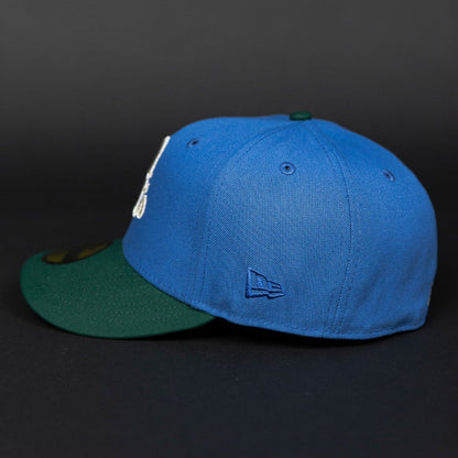 NEW ERA EXCLUSIVE 59FIFTY SKY BLUE/ PINE GREEN BALTIMORE ORIOLES W/ 30TH ANNIVERSARY SIDE PATCH
