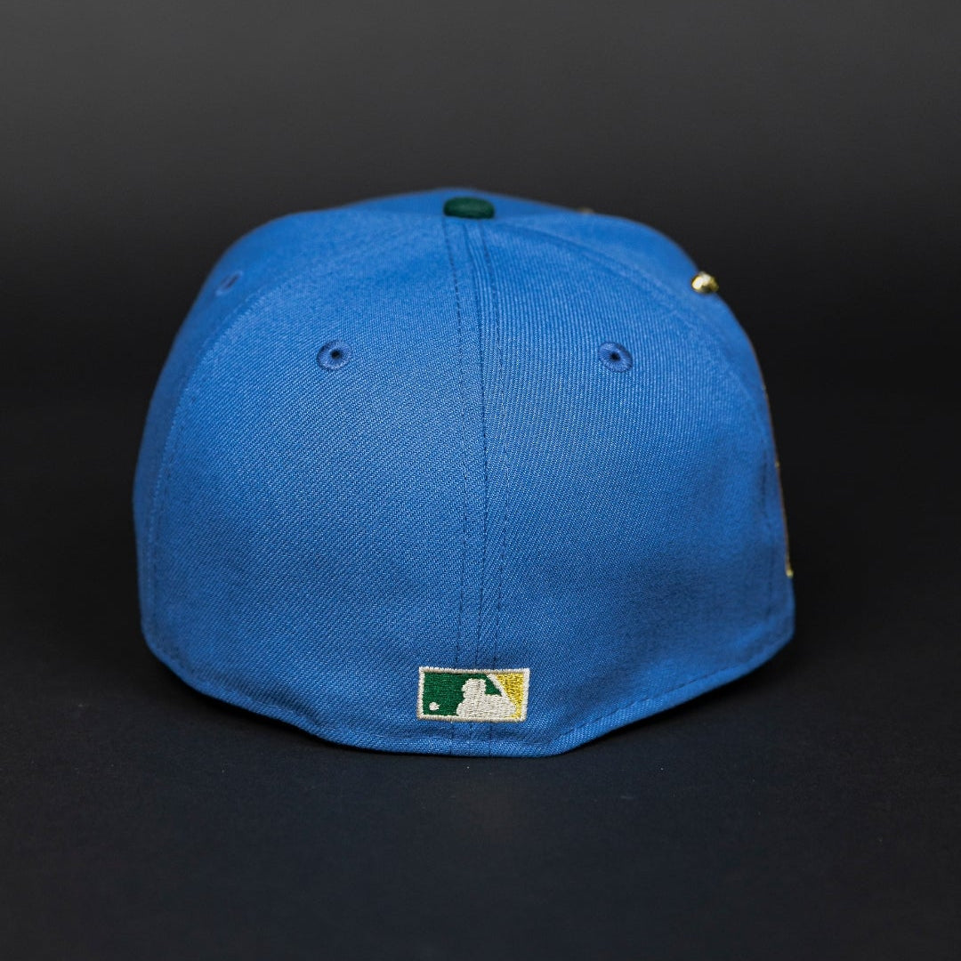 NEW ERA EXCLUSIVE 59FIFTY SKY BLUE/ PINE GREEN BALTIMORE ORIOLES W/ 30TH ANNIVERSARY SIDE PATCH