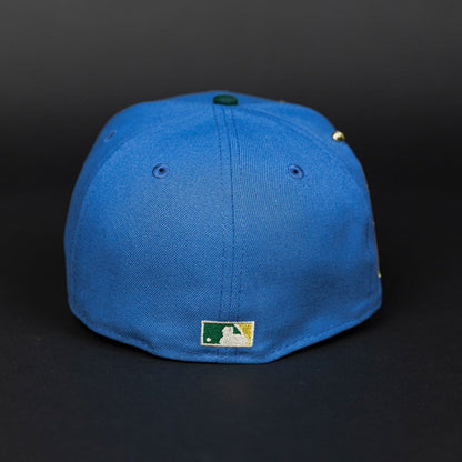 NEW ERA EXCLUSIVE 59FIFTY SKY BLUE/ PINE GREEN BALTIMORE ORIOLES W/ 30TH ANNIVERSARY SIDE PATCH
