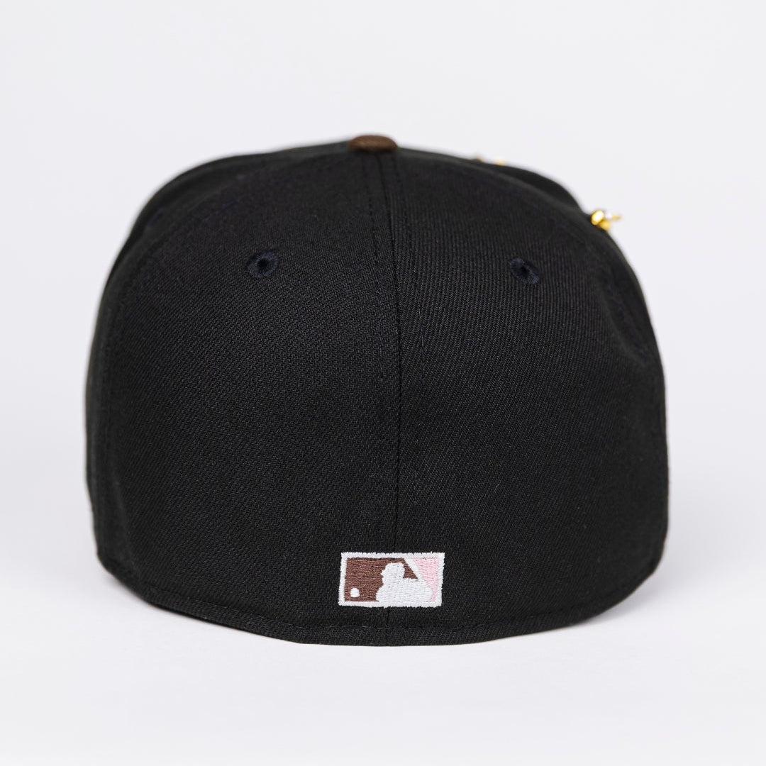 NEW ERA EXCLUSIVE 59FIFTY BLACK/ BROWN BALTIMORE ORIOLES W/ 50TH ANNIVERSARY SIDE PATCH