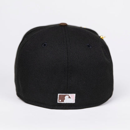 NEW ERA EXCLUSIVE 59FIFTY BLACK/ BROWN BALTIMORE ORIOLES W/ 50TH ANNIVERSARY SIDE PATCH