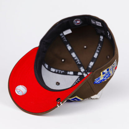 NEW ERA EXCLUSIVE 59FIFTY BROWN LOS ANGELES DODGERS W/ SHOHEI OHTANI SCRIPT + JAPANESE BLUE BLOSSOM SIDE PATCH