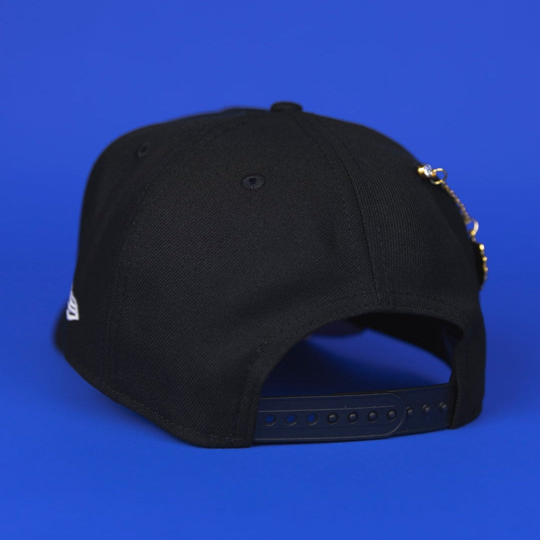 NEW ERA 9FIFTY A-FRAME BLACK ANAHEIM ANGELS SNAPBACK W/ 50TH ANNIVERSARY SIDE PATCH