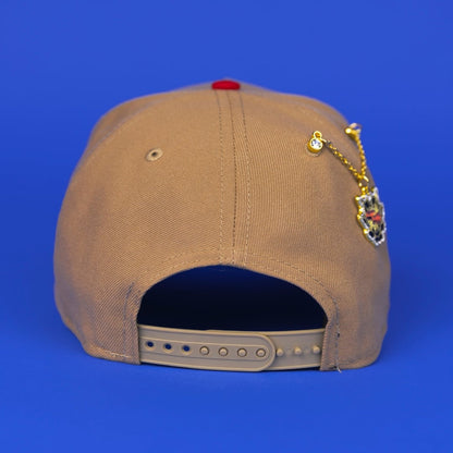 NEW ERA 9FIFTY A-FRAME CAMEL BROWN ATLANTA BRAVES SNAPBACK W/ 1999 WORLD SERIES SIDE PATCH