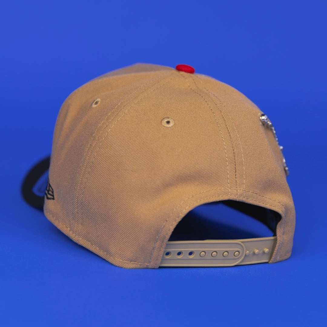 NEW ERA 9FIFTY A-FRAME CAMEL BROWN LOS ANGELES DODGERS SNAPBACK W/ 40TH ANNIVERSARY SIDE PATCH