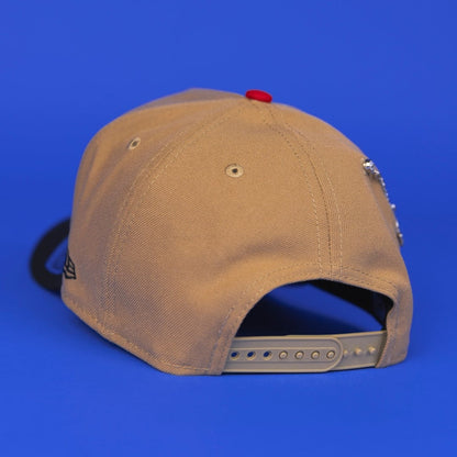 NEW ERA 9FIFTY A-FRAME CAMEL BROWN LOS ANGELES DODGERS SNAPBACK W/ 40TH ANNIVERSARY SIDE PATCH