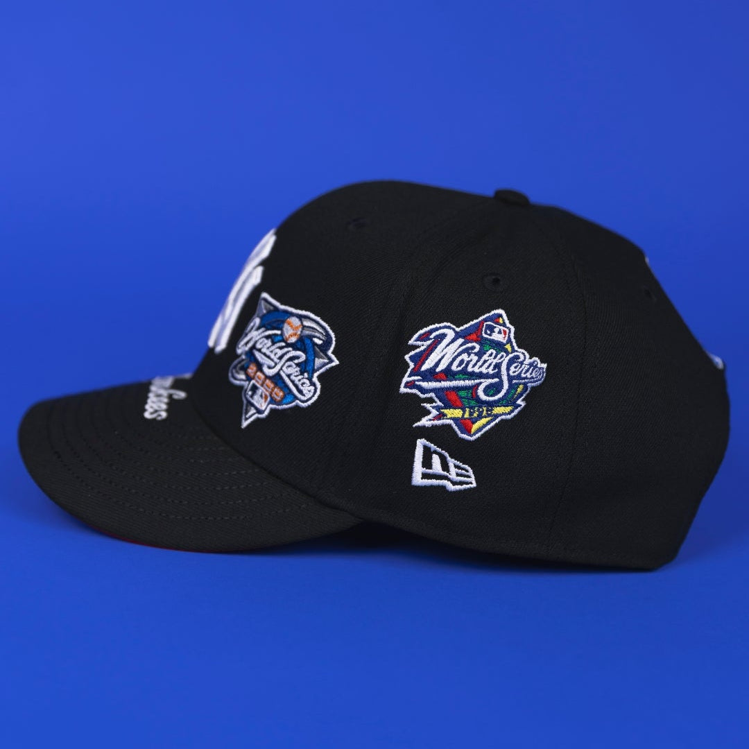 NEW ERA EXCLUSIVE 9FIFTY BLACK NEW YORK YANKEES SNAPBACK W/ WORLD SERIES EMBROIDERY PATCHES
