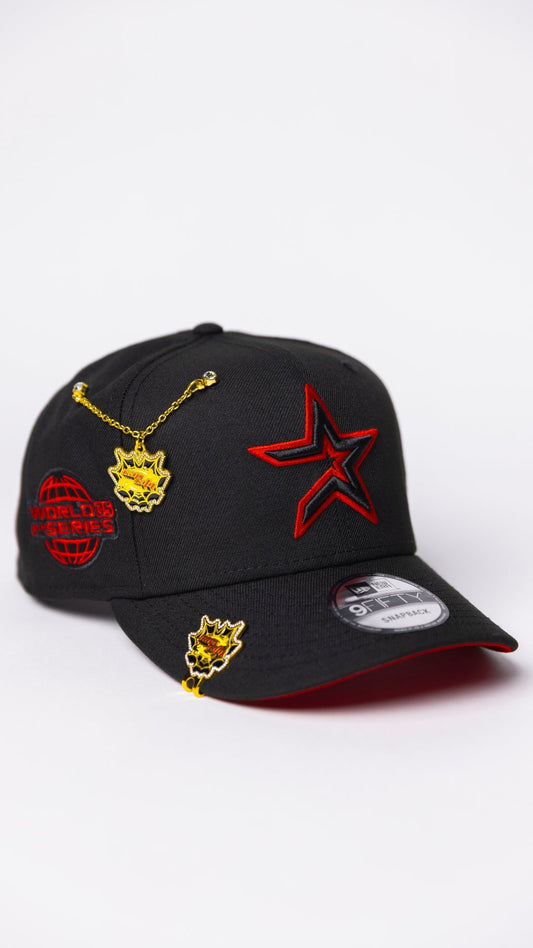 NEW ERA EXCLUSIVE 9FIFTY BLACKED OUT HOUSTON ASTROS SNAPBACK W/ 2005 WORLD SERIES SIDE PATCH